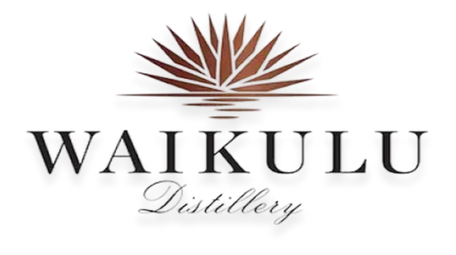 Waikulu Distillery logo with stylized palm above text.