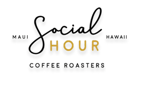 Logo with 'Social Hour Coffee Roasters' and 'Maui Hawaii' text.